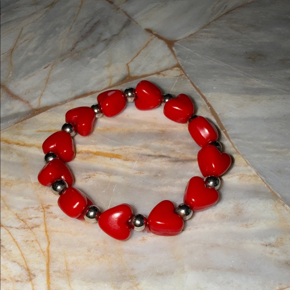 Red Heart Beaded Bracelet